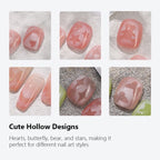 Creative Cute Hollow Nail Stickers Set - Airbrush Stencils Spray Templates for Nail Art - Heart Butterfly Bear Designs