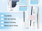 DIY Lash Extension Kit – 280 Clusters with Bond, Seal, Remover & Tweezers (40/50 Pack)