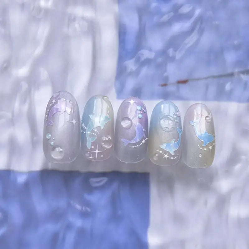 3D Summer Ocean Nail Stickers – Shell, Bubble & Dolphin Decals
