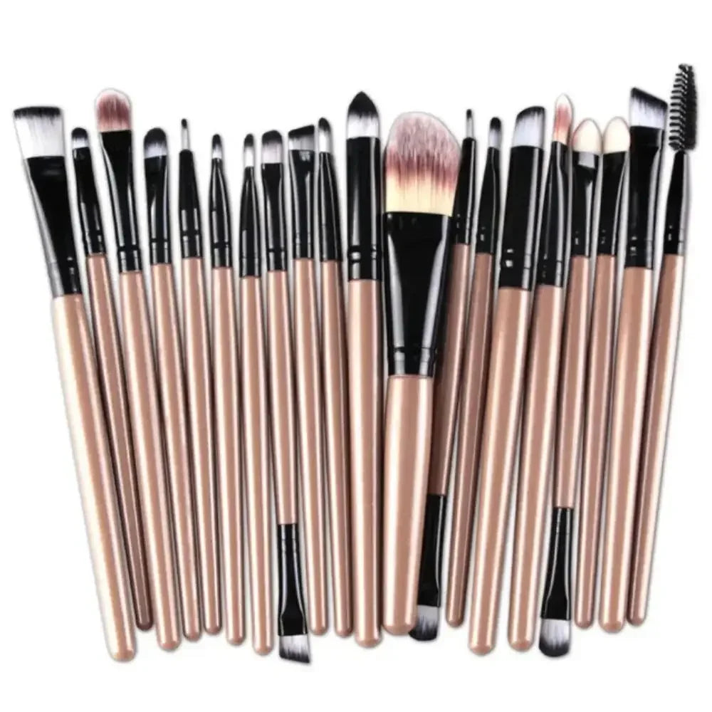 20-Piece Eye Brush Set – Complete Eyeshadow & Eyeliner Tools, Neutral Design