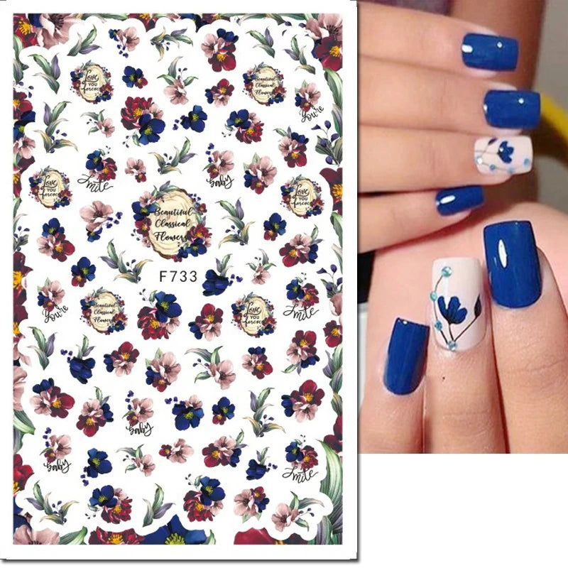 3D Y2K Hibiscus Floral Nail Stickers