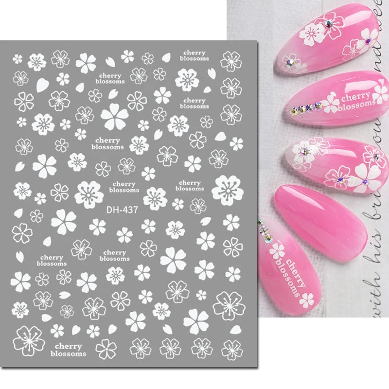 3D Y2K Hibiscus Floral Nail Stickers