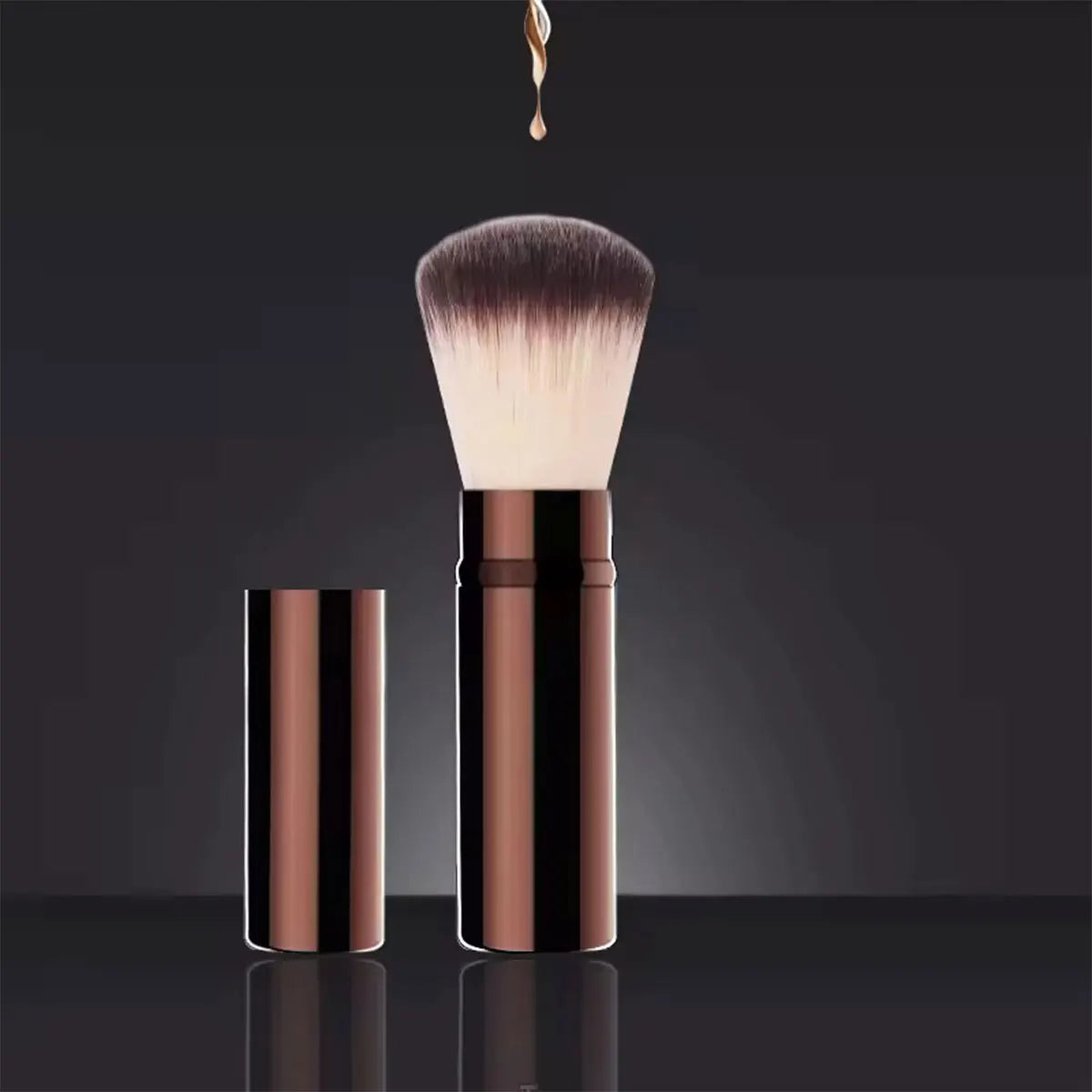 Makeup Brush No.23 – A retractable kabuki with soft fibers for flawless foundation. Elegance in every stroke.