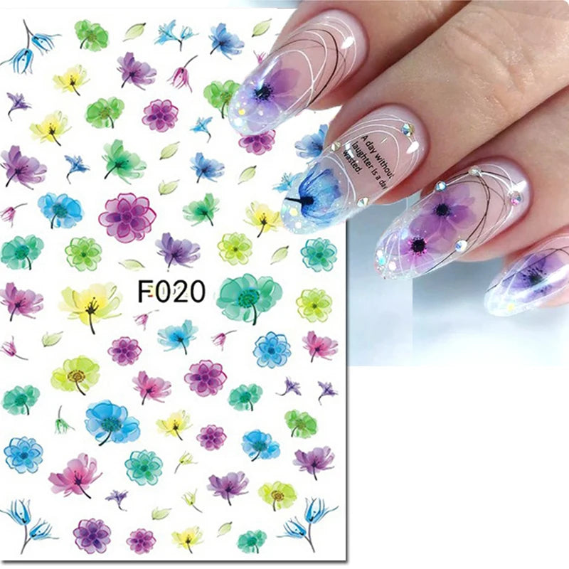 3D Y2K Hibiscus Floral Nail Stickers
