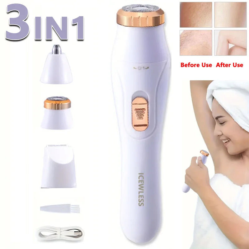 Electric Waterproof Hair Trimmer for Women – Painless Body & Facial Hair Removal