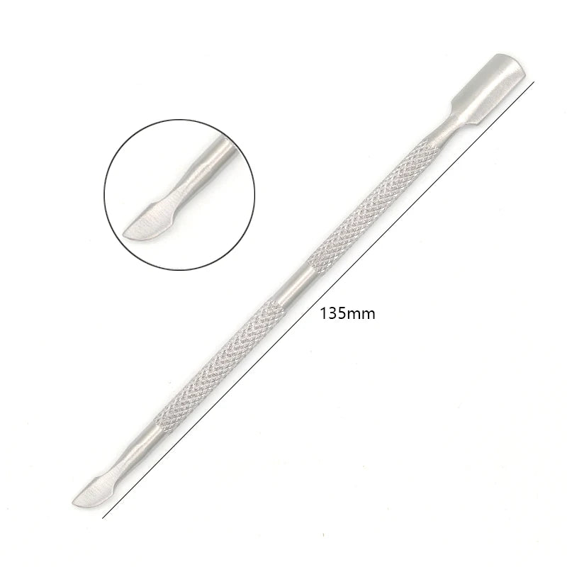 1pc Stainless Steel Dead Skin Remover – Double-Ended Cuticle Pusher & Nail Art Cleaner Tool