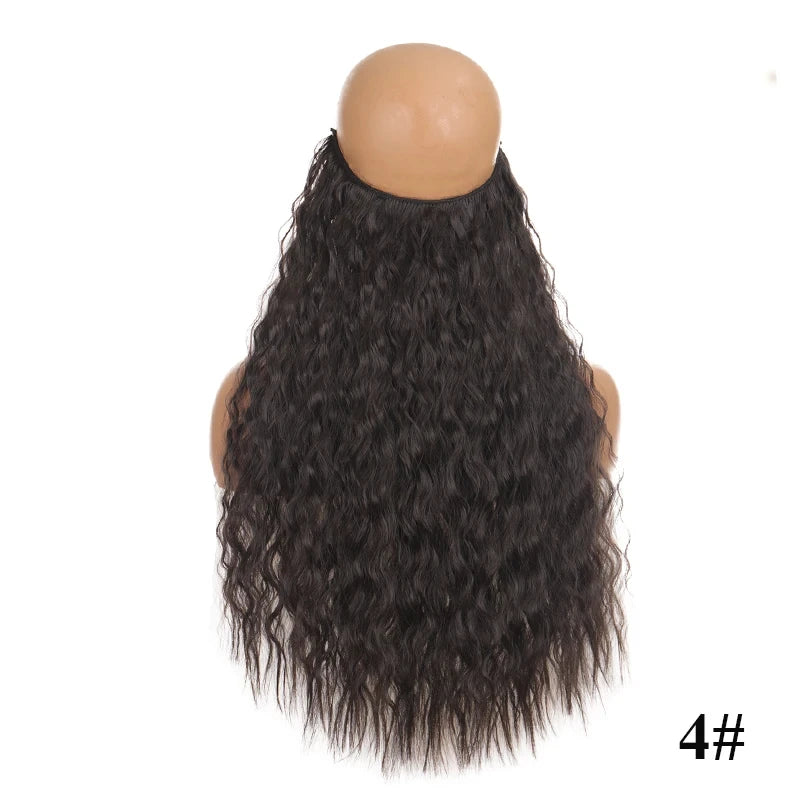 Fish Line Hair Extensions – Straight & Curly, 40/50/60cm, Daily Wear