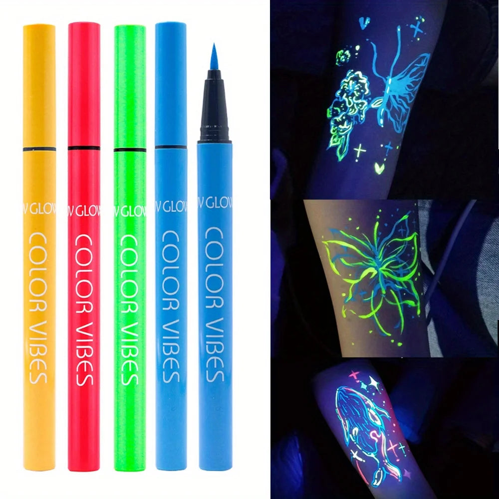 8-Color UV Glow Neon Liquid Eyeliner Set – Matte, Waterproof & Smudge-Proof High-Pigment Eye Makeup Pens