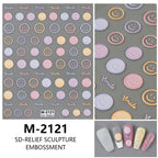 5D Smiley Face Nail Stickers – Embossed Japanese Macaron Decals