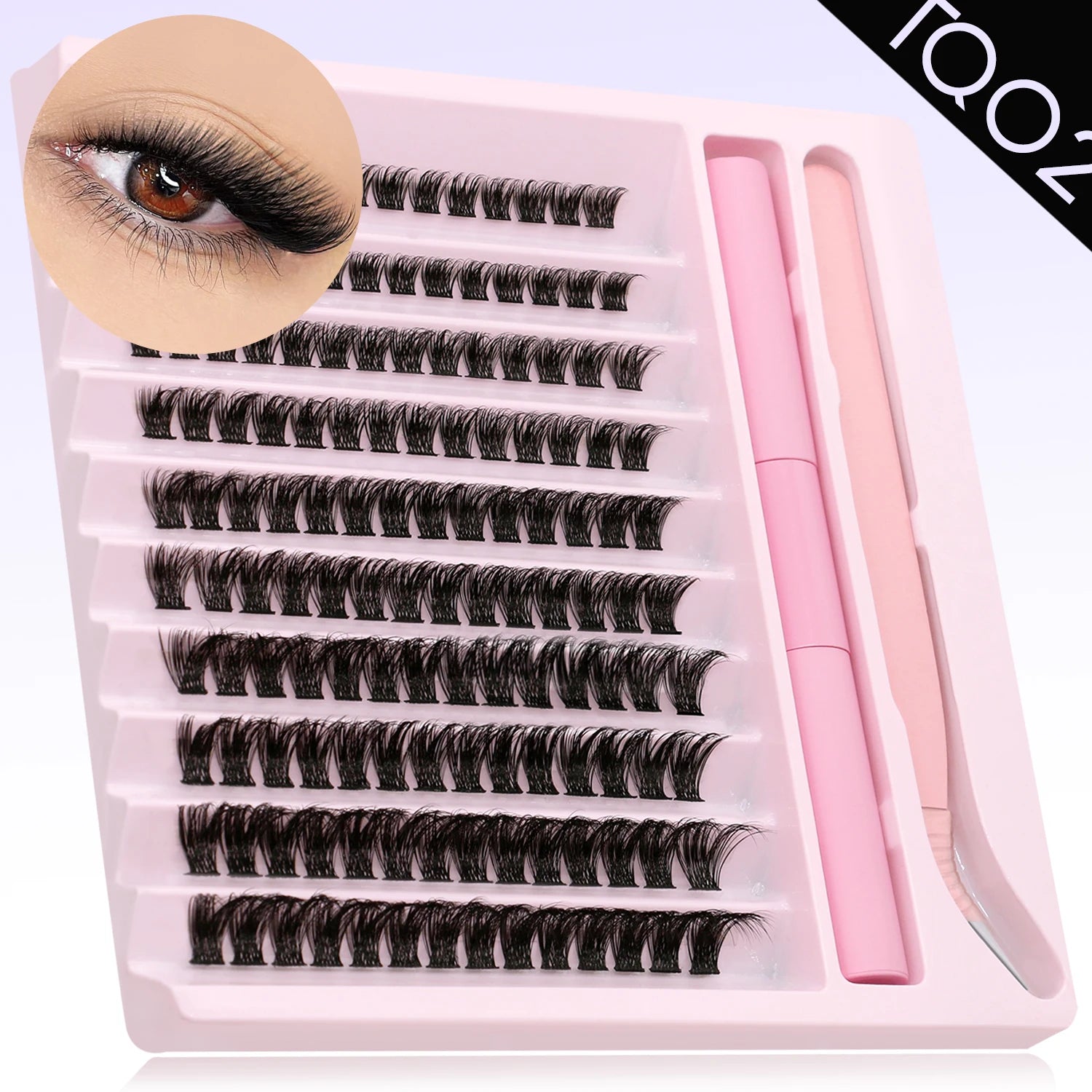 DIY Eyelash Cluster Extension Kit with Tweezers & Waterproof Lash Bond