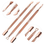 1/3pcs Double-Ended Stainless Steel Cuticle Pusher Set – Dead Skin Remover & Cuticle Scissors, 4pcs Rose Gold Manicure Tools