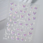 3D Aurora Shell Butterfly Nail Sticker – Pink & Purple, 8×10 cm