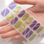 Dopamine Color 5-Sheet Nail Sticker Set – 80 Tips, 3D Foil & Line Full-Cover Wraps