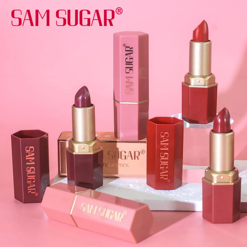Gold Bar Matte Glitter Lipstick – 6 Colors, Velvet Texture, Valentine’s Gift