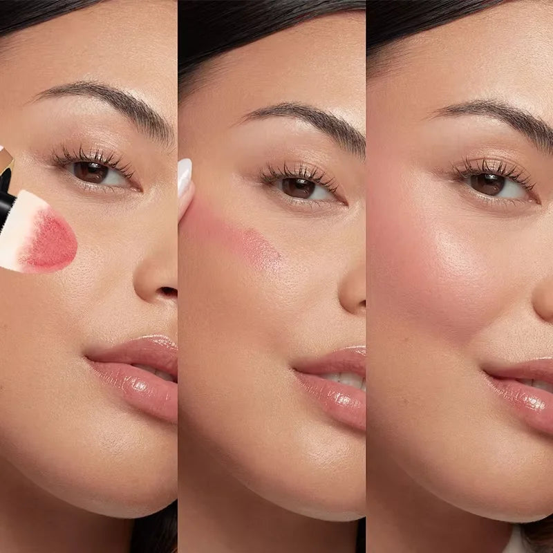 3-Color Matte Waterproof Powder Blusher with Sponge Brush