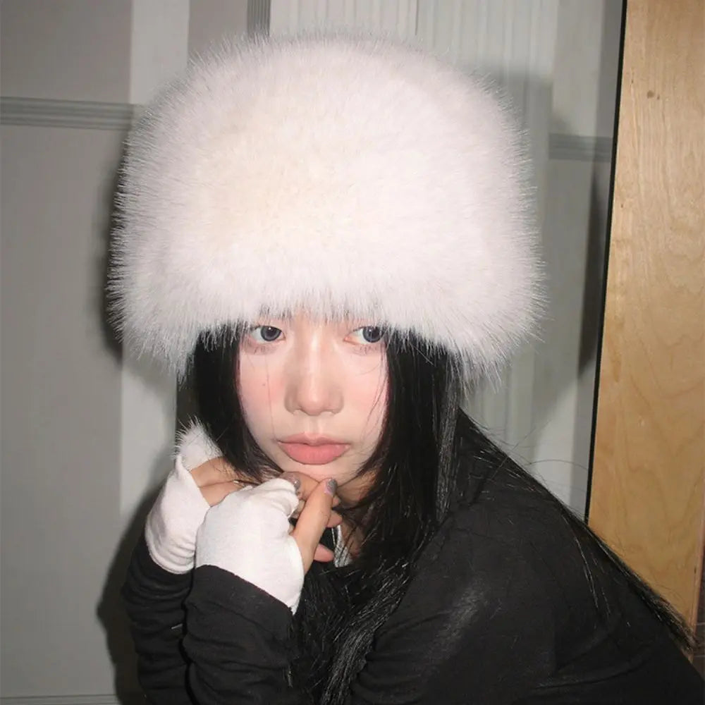 Women’s Faux Fox Fur Winter Hat – Warm Snow Ski Cap, Windproof Russian Style Ear Warmer Bonnet