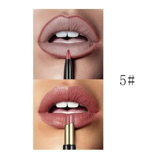 Pudaier 16-Color Double-Ended Lipstick & Lip Pencil | Waterproof, Long-Lasting, Half-Matte