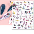 3D Butterfly & Flower Nail Art Stickers – Blue & Purple Decals for Manicure