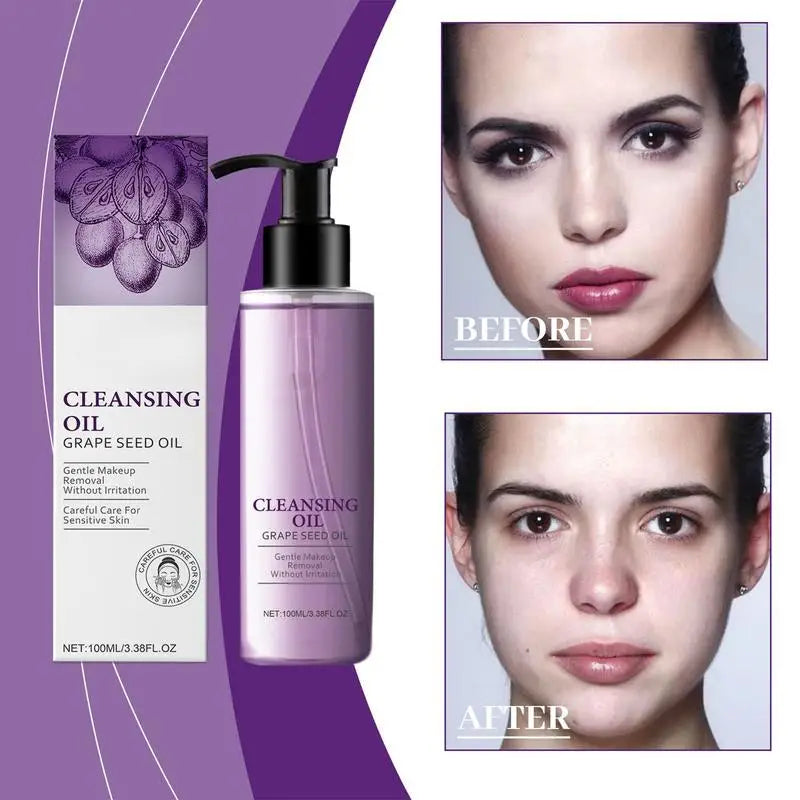 Non-Greasy Grape Facial Cleansing Oil – Moisturizing, Mild Makeup Remover