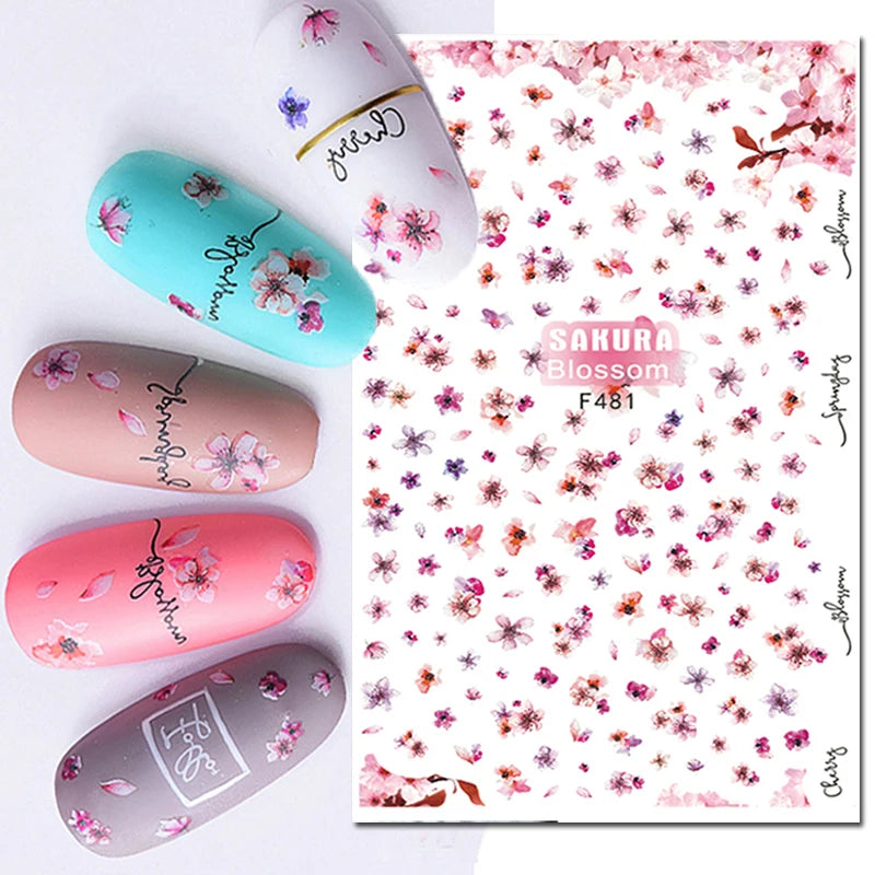 3D Y2K Hibiscus Floral Nail Stickers