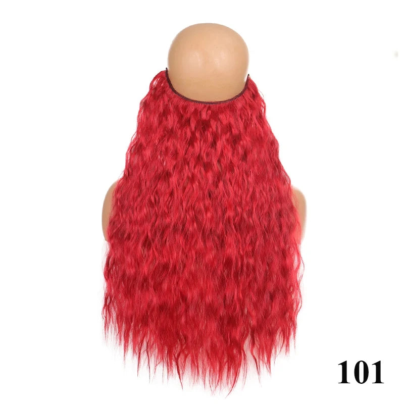 Fish Line Hair Extensions – Straight & Curly, 40/50/60cm, Daily Wear