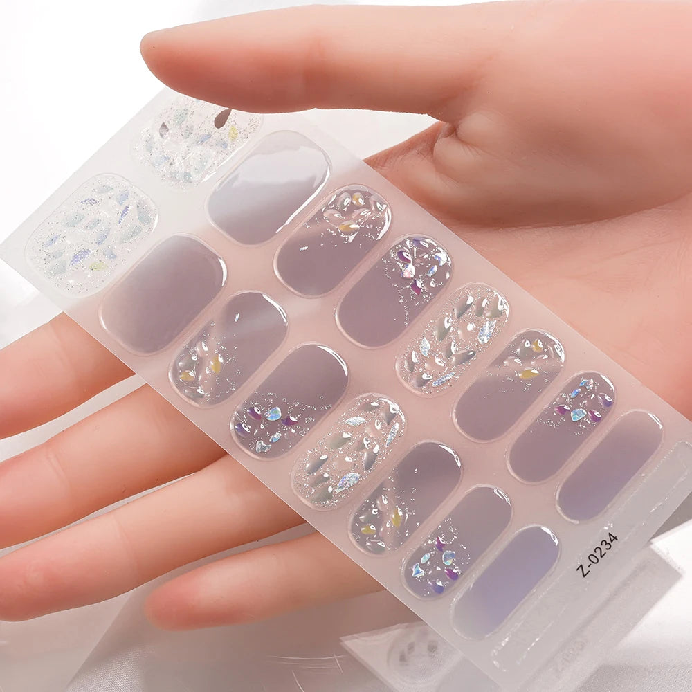Dopamine Color 5-Sheet Nail Sticker Set – 80 Tips, 3D Foil & Line Full-Cover Wraps