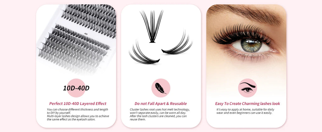 DIY Cluster Lashes Bundle – 30D/40D Soft Mink Individual Lashes