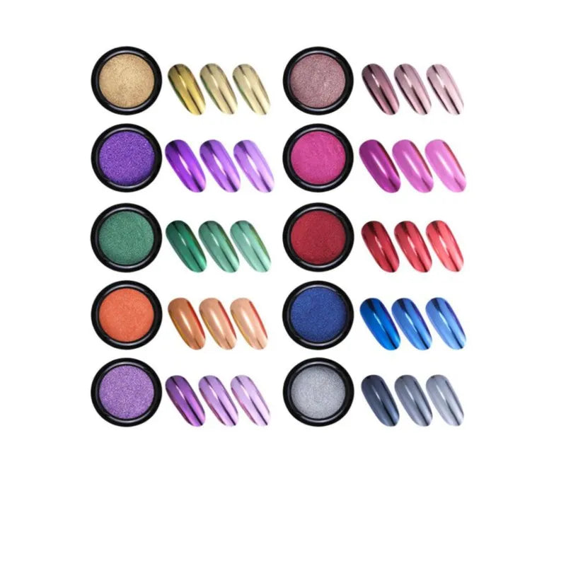 1Pc 19 Colors Nail Glitter Mirror Powder – 0.5g Chrome Dust Pigment for Nail Art & Dip Powder, JK47441