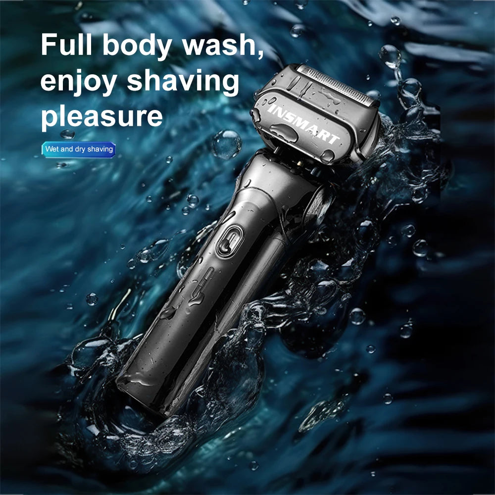 Electric Foil Razor for Men – 4-Blade High-Speed Shaver with 7000 RPM Motor & LED Power Display