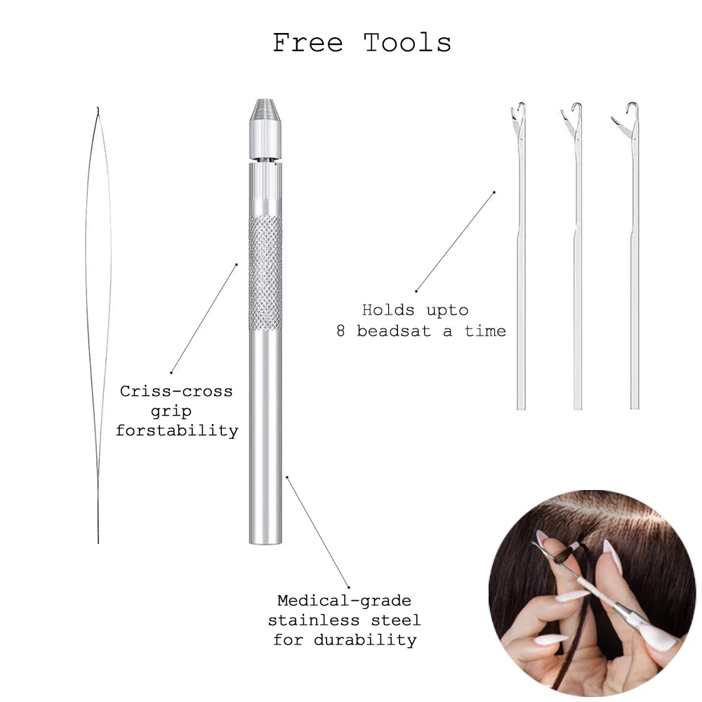 Korean Cotton Thread Tip Hair Extensions – 100% Human Hair, Double Drawn