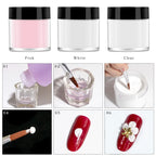10g White Pink Clear Acrylic Powder – Professional Polymer for Carving, 3D Art, Dip & French Nail Extensions