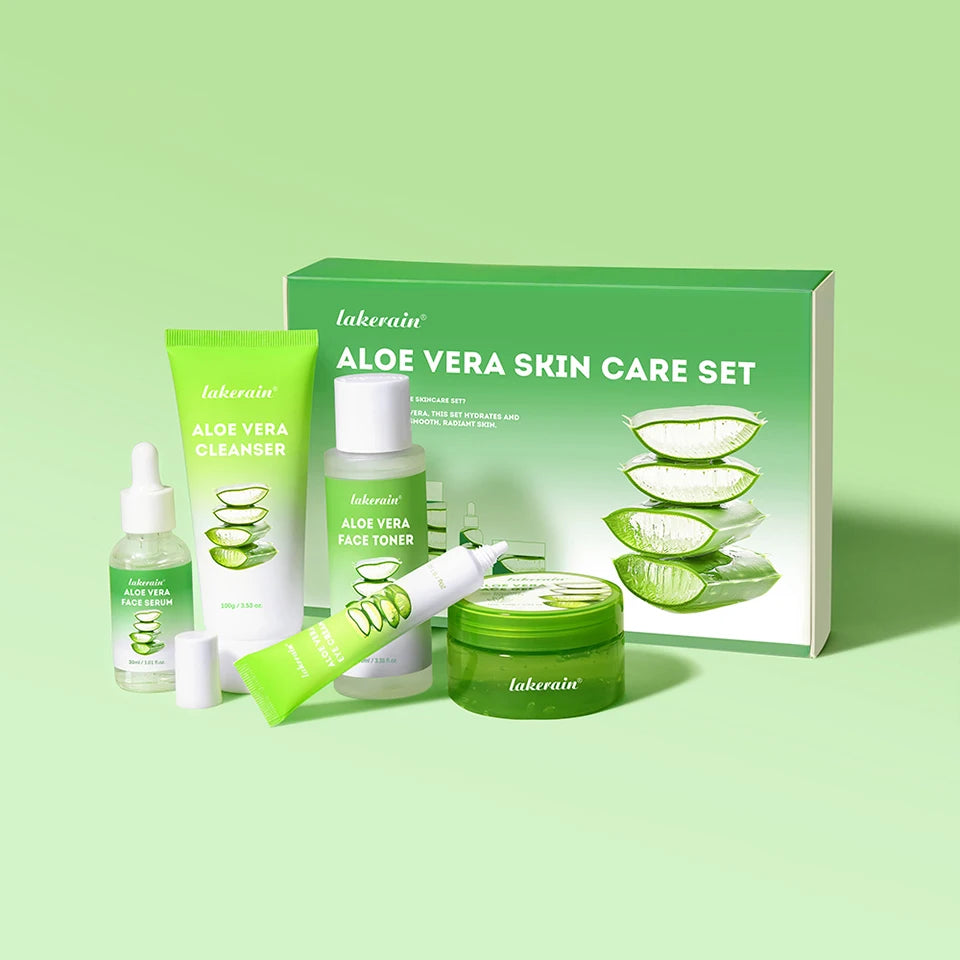 Aloe Vera Skin Care Set – Cleanser, Toner, Serum & Lip Balm (6 pcs) | Deep Hydration & Smooth Skin