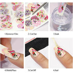 12PCS Summer Ink Flower Nail Art Stickers – Blooming Leaves Water Decals