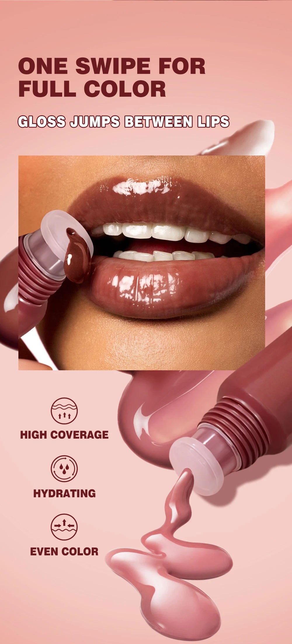 Nude Brown Plumping Lip Gloss – Moisturizing & Tinted, 12g