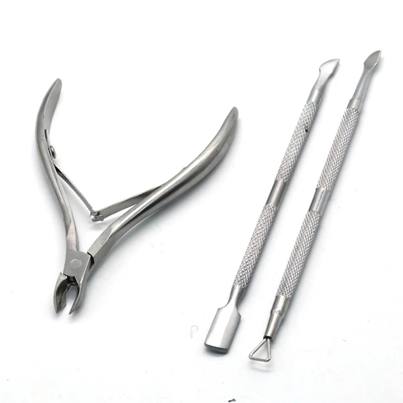 1pc Stainless Steel Dead Skin Remover – Double-Ended Cuticle Pusher & Nail Art Cleaner Tool