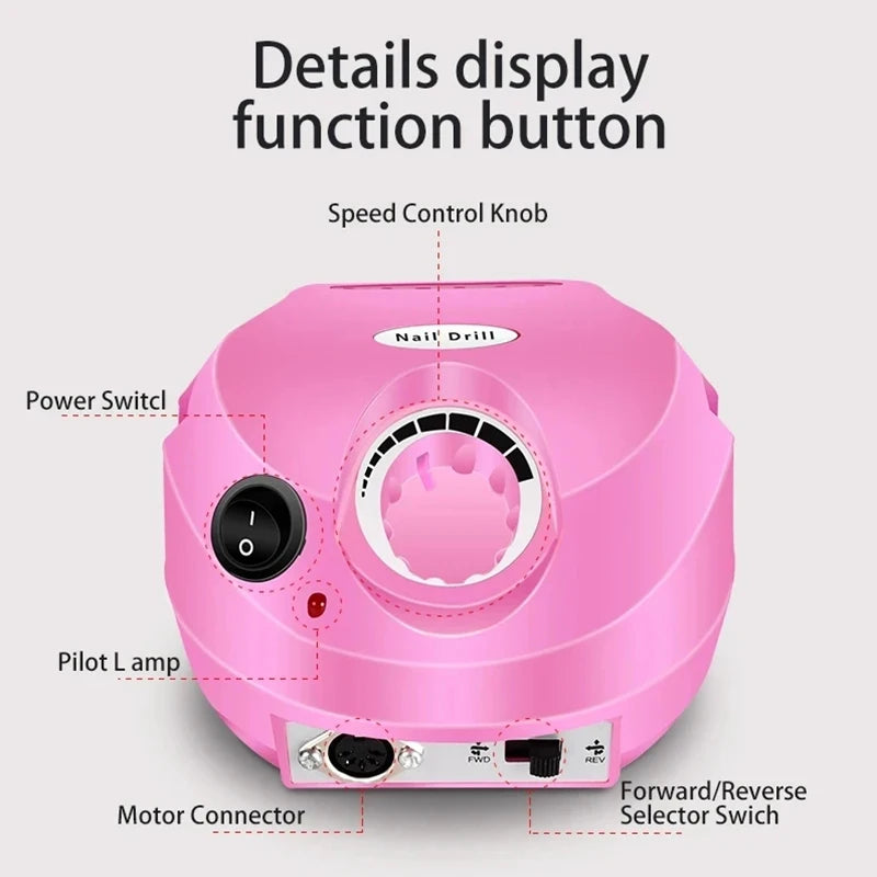 35,000RPM Professional Electric Nail Drill – Portable Manicure Machine & Nail Sander with Drill Bits and Files Kit