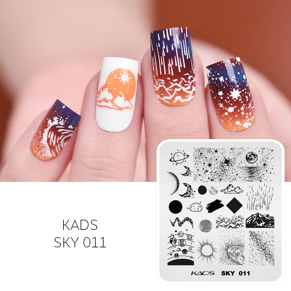 KADS Sky 011 Nail Stamping Plate – Moon & Galaxy Design Stainless Steel Template