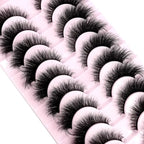 Cat Eye Wispy Mink Lashes – 10 Pairs, Natural Fluffy Long & Short False Eyelashes