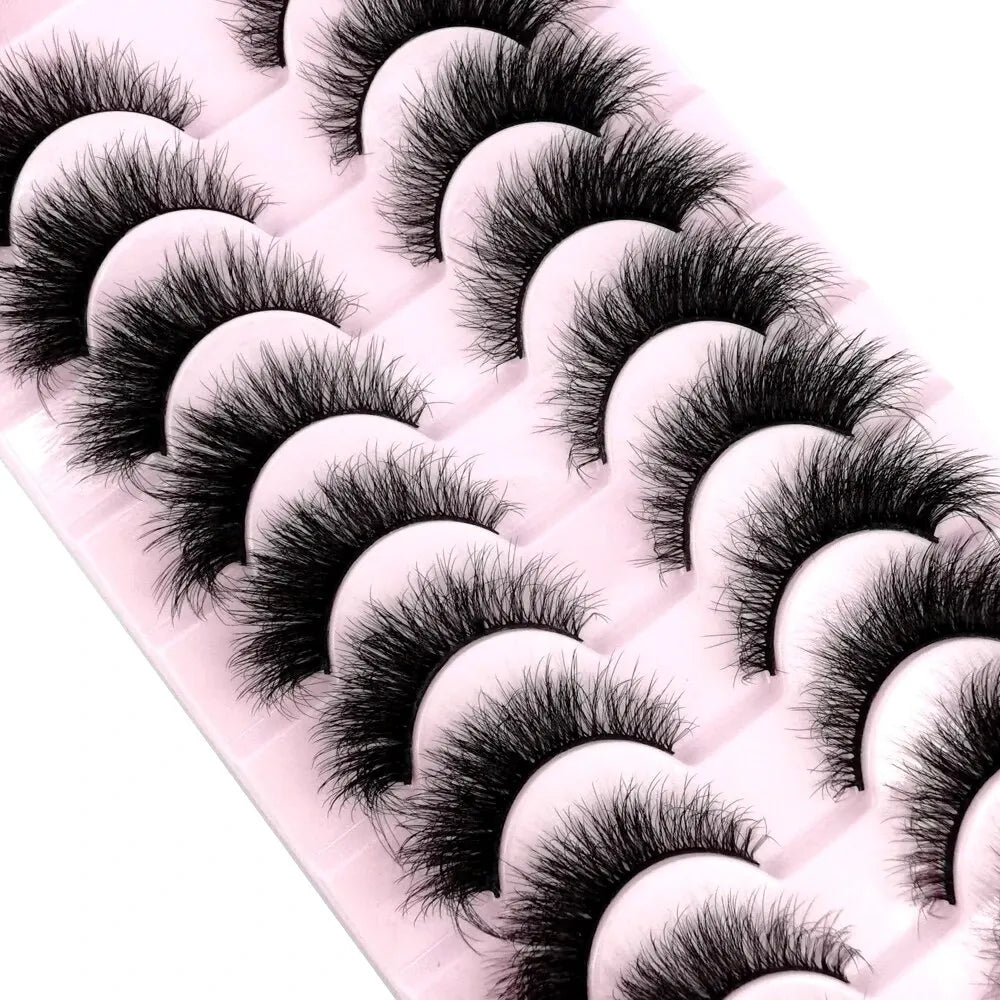 Cat Eye Wispy Mink Lashes – 10 Pairs, Natural Fluffy Long & Short False Eyelashes