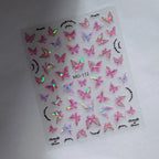 3D Aurora Shell Butterfly Nail Sticker – Pink & Purple, 8×10 cm