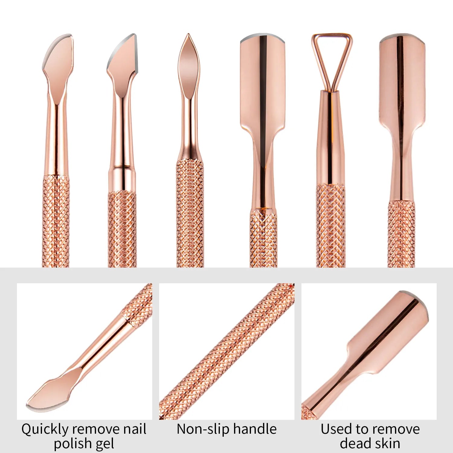 1/3pcs Double-Ended Stainless Steel Cuticle Pusher Set – Dead Skin Remover & Cuticle Scissors, 4pcs Rose Gold Manicure Tools