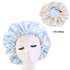 New Women’s Reversible Double Layer Satin Bonnet for Curly Hair – Adjustable Elastic Sleep Cap Night Haircare Hat