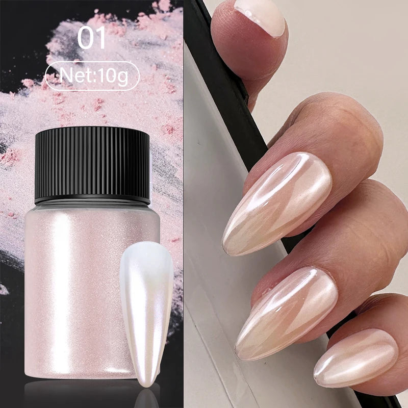 10g Gradient Pearl Nail Powder – Metallic Aurora Effect Glitter Dust for UV Gel Nail Art Decorations