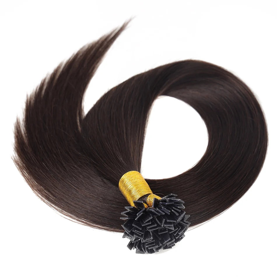 BHF Straight Flat Tip Human Hair Extensions – 1g/Strand, Keratin Fusion, Blonde & Brown
