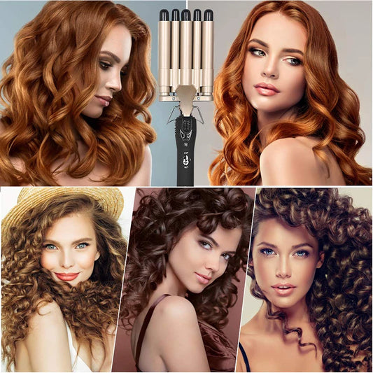 5-Barrel Hair Crimper Curling Iron – Ceramic Waver Wand with Fast Heating for All Hair Types