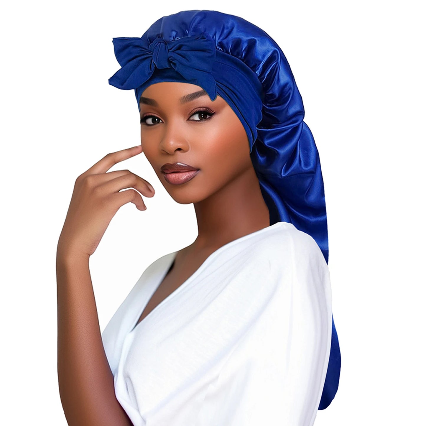 Women’s Satin Sleeping Bonnet with Long Tail – Braid Hair Night Cap Head Cover for Sauna, Bathing & Shower Use
