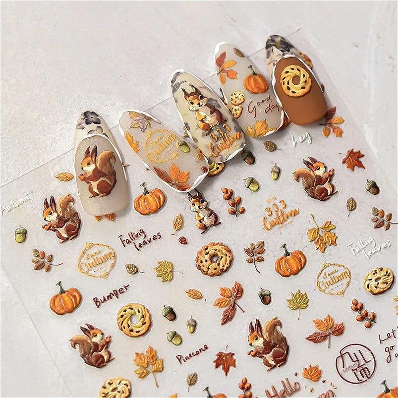 Sunflower & Autumn Harvest Nail Art Stickers