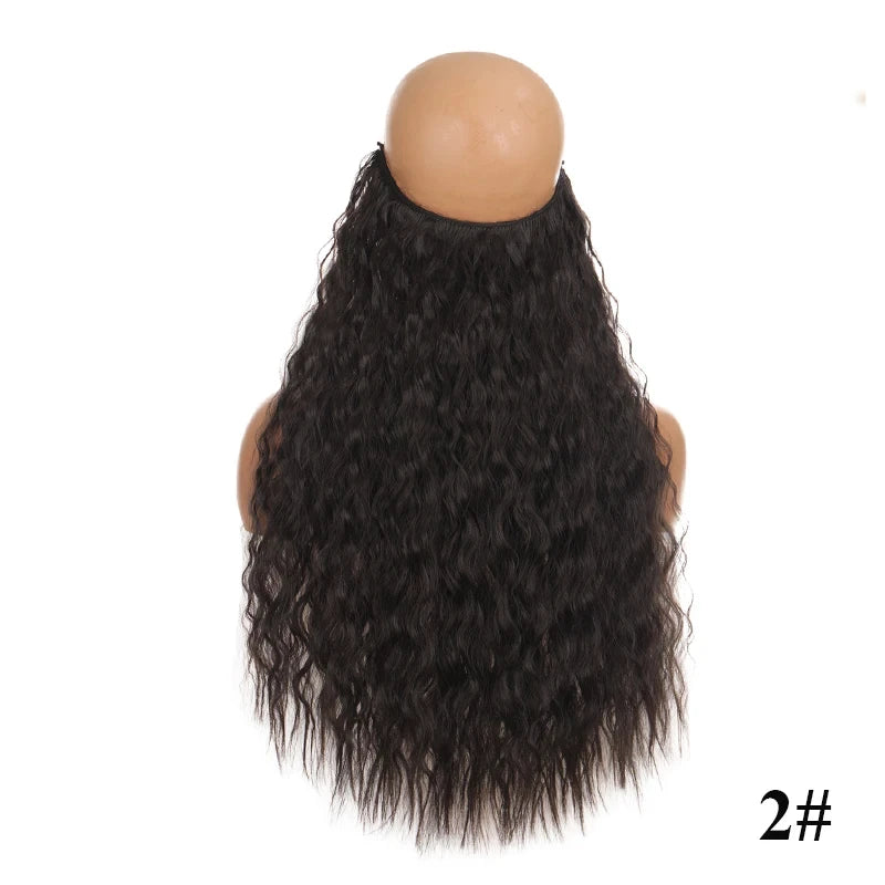 Fish Line Hair Extensions – Straight & Curly, 40/50/60cm, Daily Wear