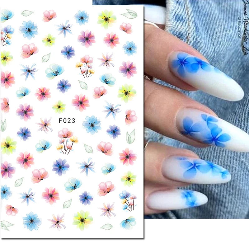3D Y2K Hibiscus Floral Nail Stickers
