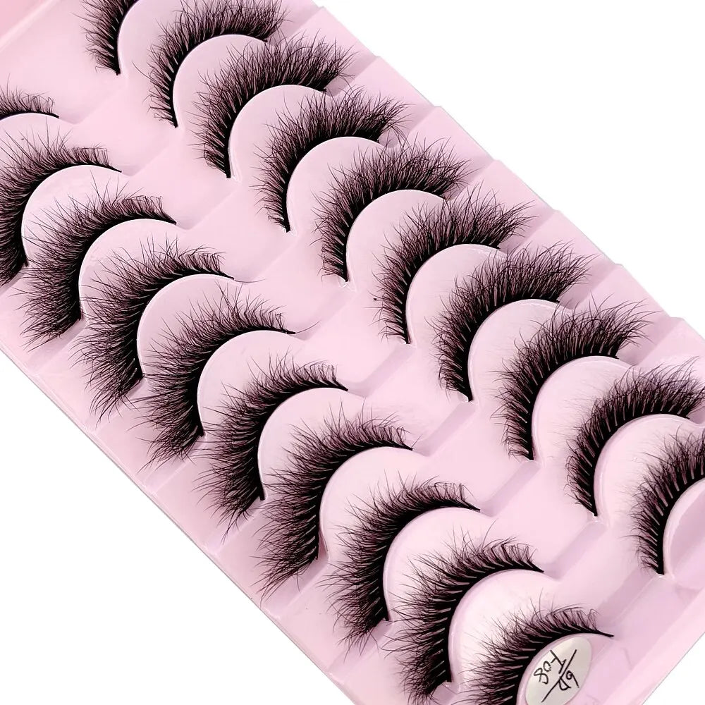Cat Eye Wispy Mink Lashes – 10 Pairs, Natural Fluffy Long & Short False Eyelashes